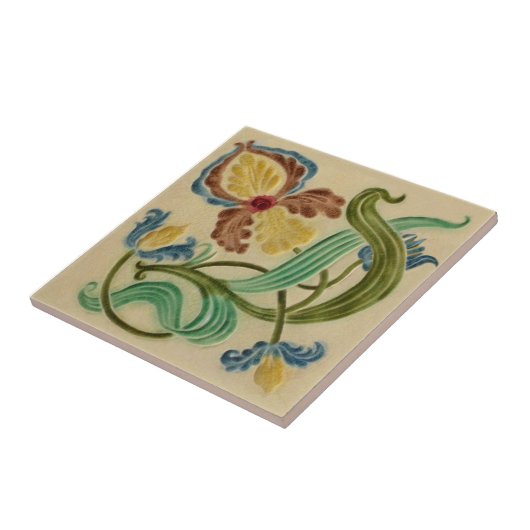 Art Nouveau Boote Iris c1900 Repro Late Viktoriani Fliese (Seite)