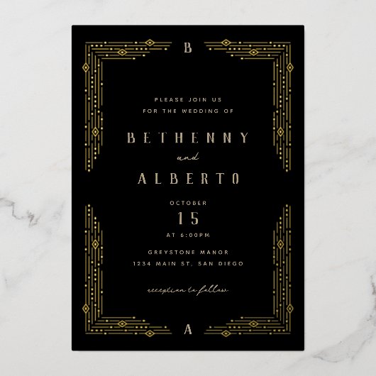 Art Nouveau Border Foil Folieneinladung (Vorderseite)