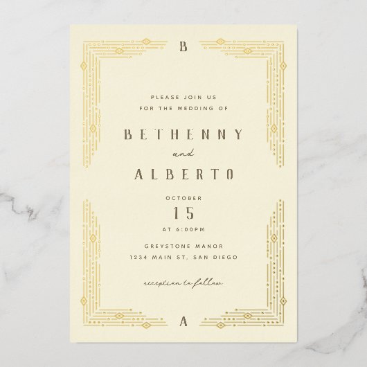 Art Nouveau Border Foil Folieneinladung (Vorderseite)