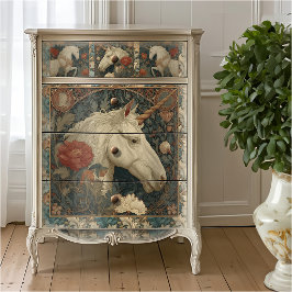 Art Nouveau Botanical William Morris Art Unicorn Seidenpapier
