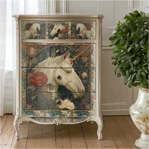 Art Nouveau Botanical William Morris Art Unicorn Seidenpapier
