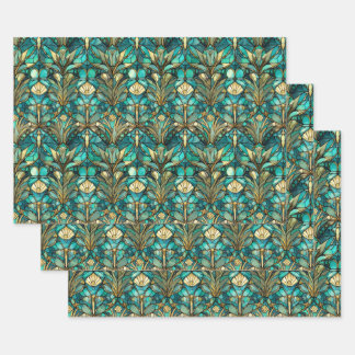 Art Nouveau Botanical Wrapping Paper Sheets Set Geschenkpapier Set