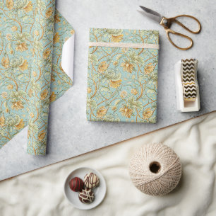Art Nouveau Botanische Tapete – Mintgrün Geschenkpapier