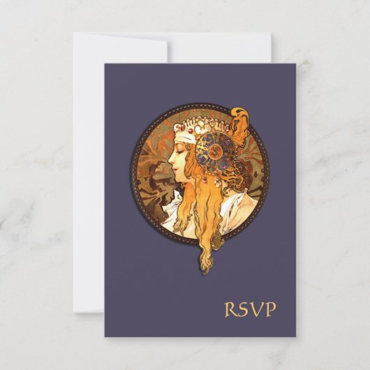Art Nouveau Bride Wedding RSVP Card (Vorderseite)