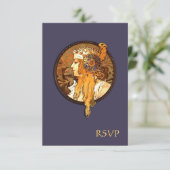 Art Nouveau Bride Wedding RSVP Card (Stehend Vorderseite)