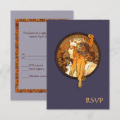 Art Nouveau Bride Wedding RSVP Card (Vorne/Hinten)