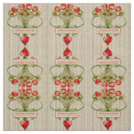 Art Nouveau Brooch Rose und Herz Stoff