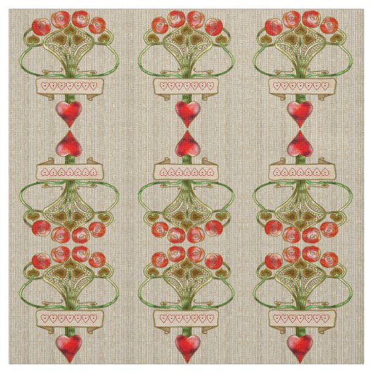 Art Nouveau Brooch Rose und Herz Stoff (Muster)