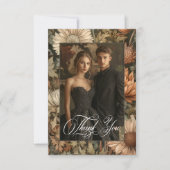 Art Nouveau Brown William Morris Floral Wedding Dankeskarte (Vorderseite)