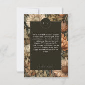 Art Nouveau Brown William Morris Floral Wedding Dankeskarte (Rückseite)