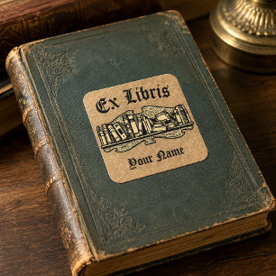 Art Nouveau Bücherregal Kraft Ex Libris Vorlage Quadratischer Aufkleber