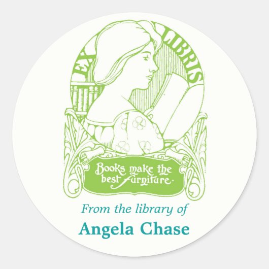 Art Nouveau Buchzeichen Stickers (Vorderseite)