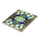 Art Nouveau Buntes Pfauenfest Glass Stil Fliese (Seite)