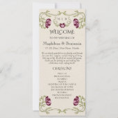 Art Nouveau Burgundy Pink Floral Wedding Program (Vorderseite)
