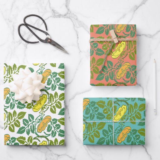 Art Nouveau Buttercup Trikolordamast Geschenkpapier Set (Vorderseite)