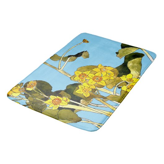 Art Nouveau Buttercups Badematte (Schrägansicht)