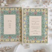 Art Nouveau Butterfly and Clover Wedding Einladung