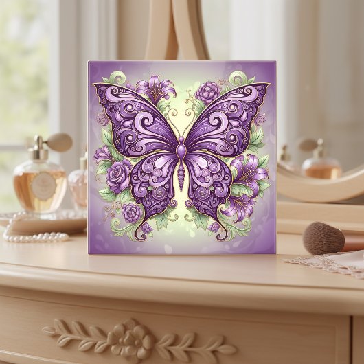 Art Nouveau Butterfly Pat#3 Wisteria ID1222 Fliese