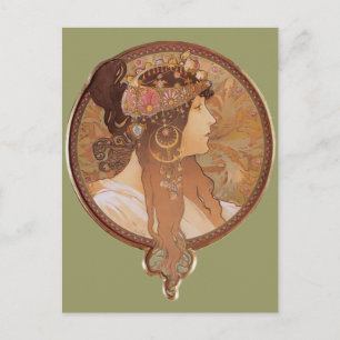 Art Nouveau - Byzantinischer Kopf, Die Brünette Postkarte