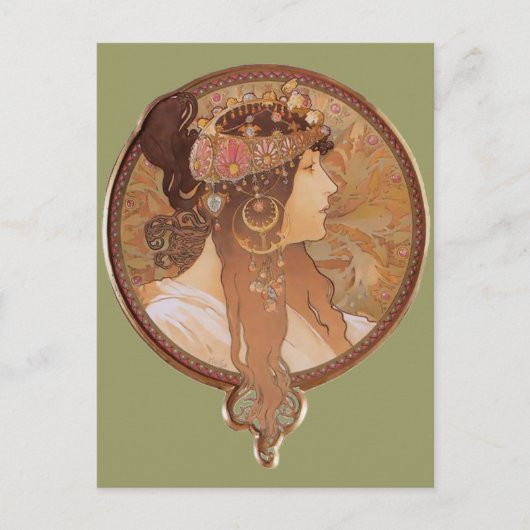 Art Nouveau - Byzantinischer Leiter, der Brünette Postkarte (Vorderseite)