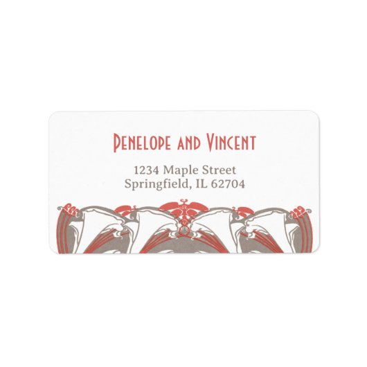 Art Nouveau Calla Lido Locarno Adressaufkleber (Vorne)