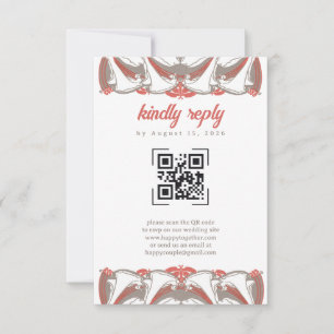 Art Nouveau Calla Lily Eleganz QR Code RSVP Karte