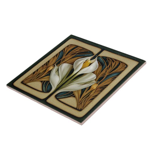 Art Nouveau Calla Lily Symmetrie Fliese (Seite)