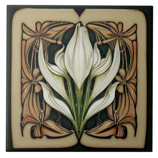 Art Nouveau Calla Lily Symmetrie Fliese (Vorderseite)