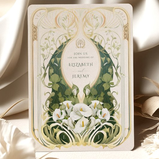 Art Nouveau Calla Lily Wedding Einladung