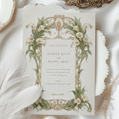 Art Nouveau Calla Lily Wedding in Elfenbein und Gr Einladung