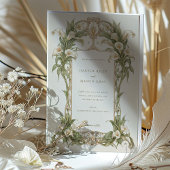 Art Nouveau Calla Lily Wedding in Elfenbein und Gr Einladung