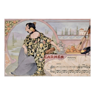Art Nouveau Carmen Habanera Druck – Vintage Oper