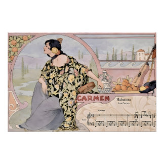 Art Nouveau Carmen Habanera Druck – Vintage Oper 