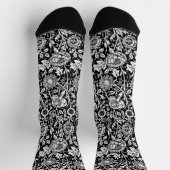 Art Nouveau Carnation Damask, Black and White Socken (Oben)