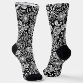 Art Nouveau Carnation Damask, Black and White Socken (Gewinkelt)
