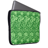 Art Nouveau Carnation Damask, Emerald Green Laptopschutzhülle (Vorne Rechts)