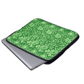Art Nouveau Carnation Damask, Emerald Green Laptopschutzhülle (Vorne Knopf)