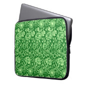 Art Nouveau Carnation Damask, Emerald Green Laptopschutzhülle (Vorderseite Links)