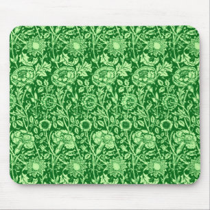 Art Nouveau Carnation Damask, Emerald Green Mousepad