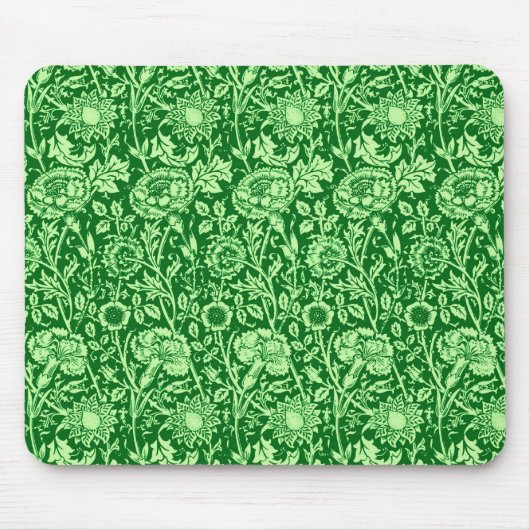 Art Nouveau Carnation Damask, Emerald Green Mousepad (Vorne)