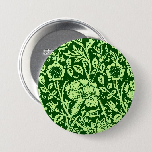 Art Nouveau Carnation Damask, Forest Green Button (Vorne & Hinten)