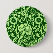 Art Nouveau Carnation Damask, Forest Green Button (Vorderseite)