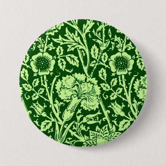Art Nouveau Carnation Damask, Forest Green Button (Vorderseite)