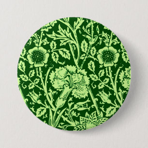 Art Nouveau Carnation Damask, Forest Green Button