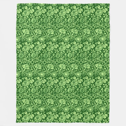 Art Nouveau Carnation Damask, Forest Green Fleecedecke (Vorderseite)