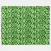 Art Nouveau Carnation Damask, Forest Green Fleecedecke (Vorderseite (Horizontal))