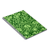 Art Nouveau Carnation Damask, Forest Green Notizblock (Rechte Seite)