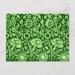 Art Nouveau Carnation Damask, Forest Green Postkarte