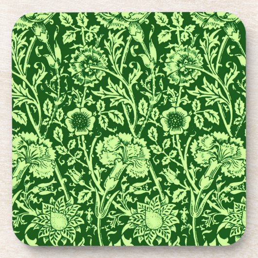 Art Nouveau Carnation Damask, Forest Green Untersetzer (Vorderseite)