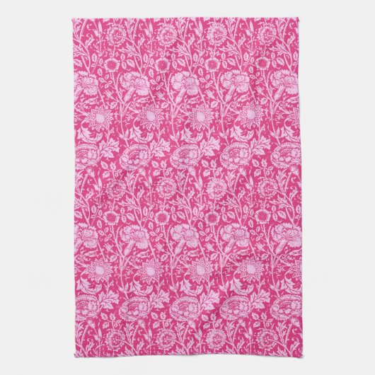 Art Nouveau Carnation Damask, Fuchsia Pink Handtuch (Vertikal)